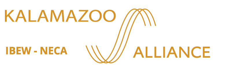 Kalamazoo Electrical Training Alliance logo with stylized wire forming part of the "t" in "training".