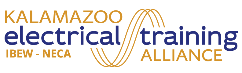 Kalamazoo Electrical Training Alliance logo with wave design and IBEW-NECA text.